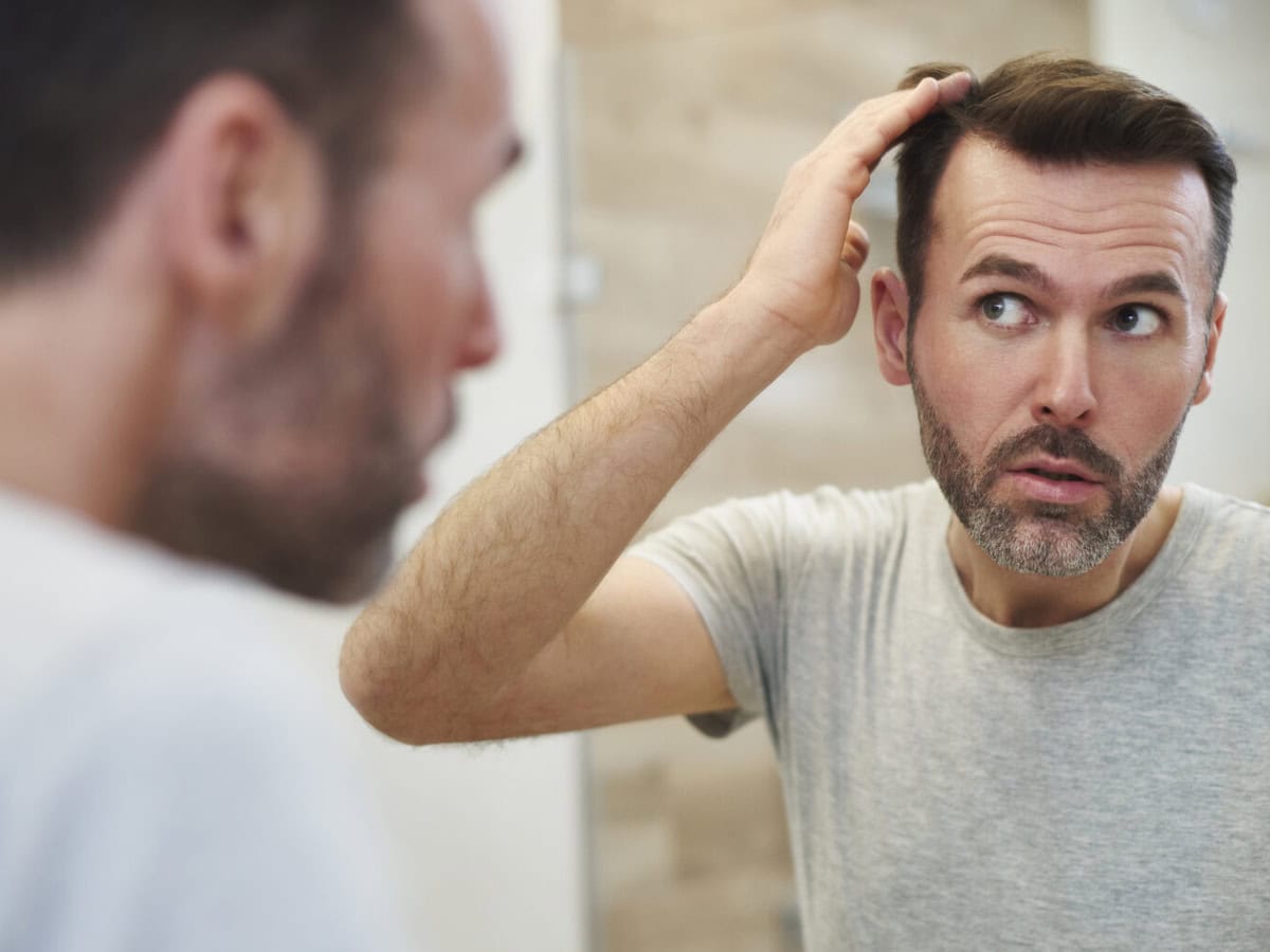 mature men is worried about hair loss