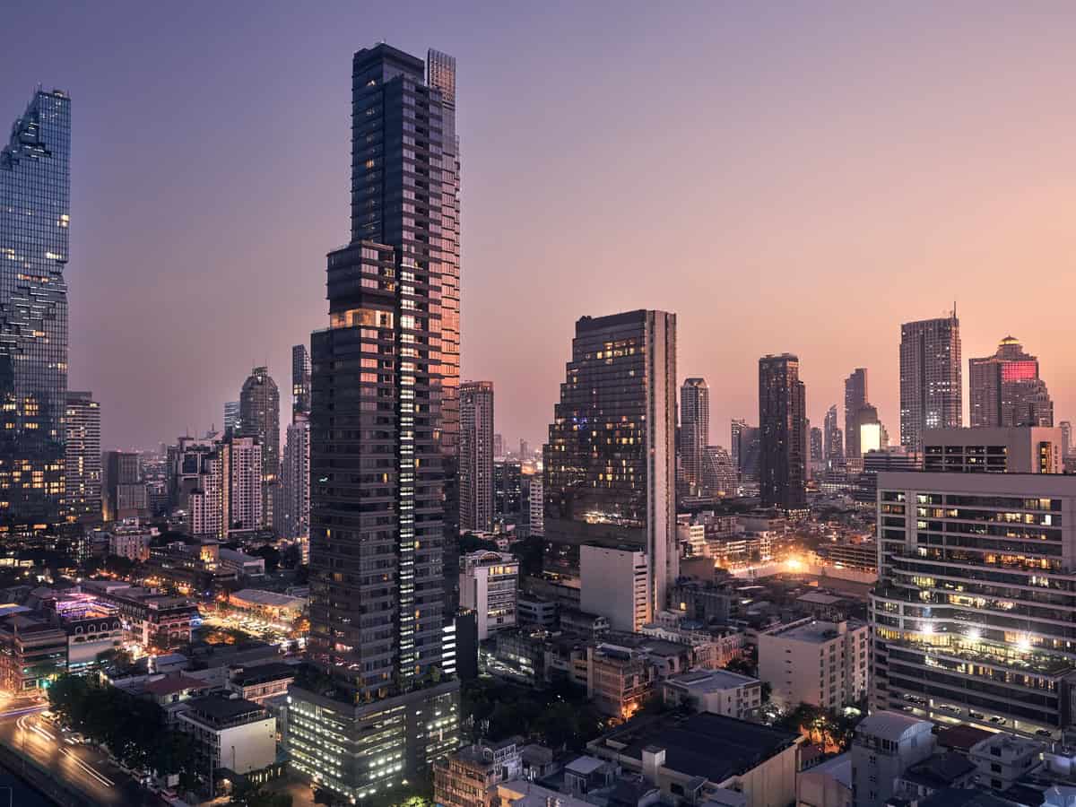 night view of bangkok skyline at dusk